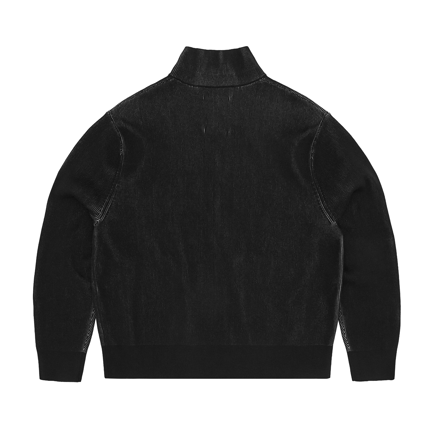 2 TONE RIBBED KNIT ZIP UP [BLACK] CRTZRTW