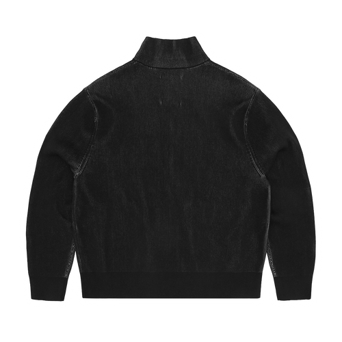 2 TONE RIBBED KNIT ZIP UP [BLACK] CRTZRTW