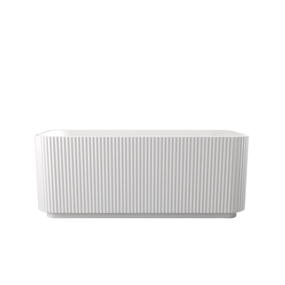 59' Rectangle Linear Acrylic Freestanding Soaker Tub in Glossy White with Chrome Pop-Up Drain, Double-Wall Insulated Acrylic Construction