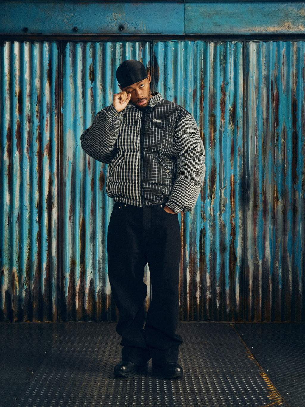 COLLAR BOLO DOWN JACKET [BLACK PLAID] CRTZRTW