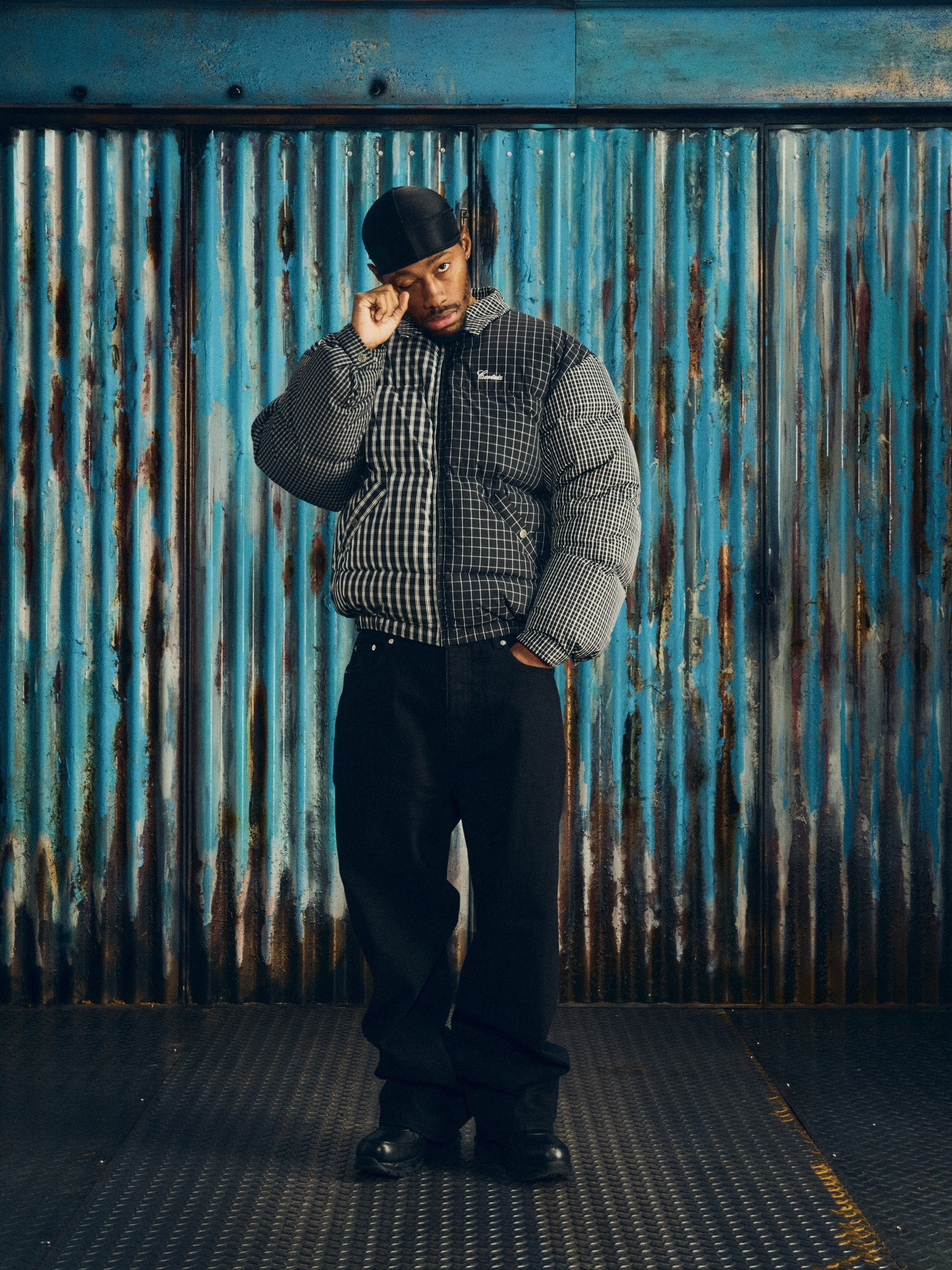 COLLAR BOLO DOWN JACKET [BLACK PLAID] CRTZRTW