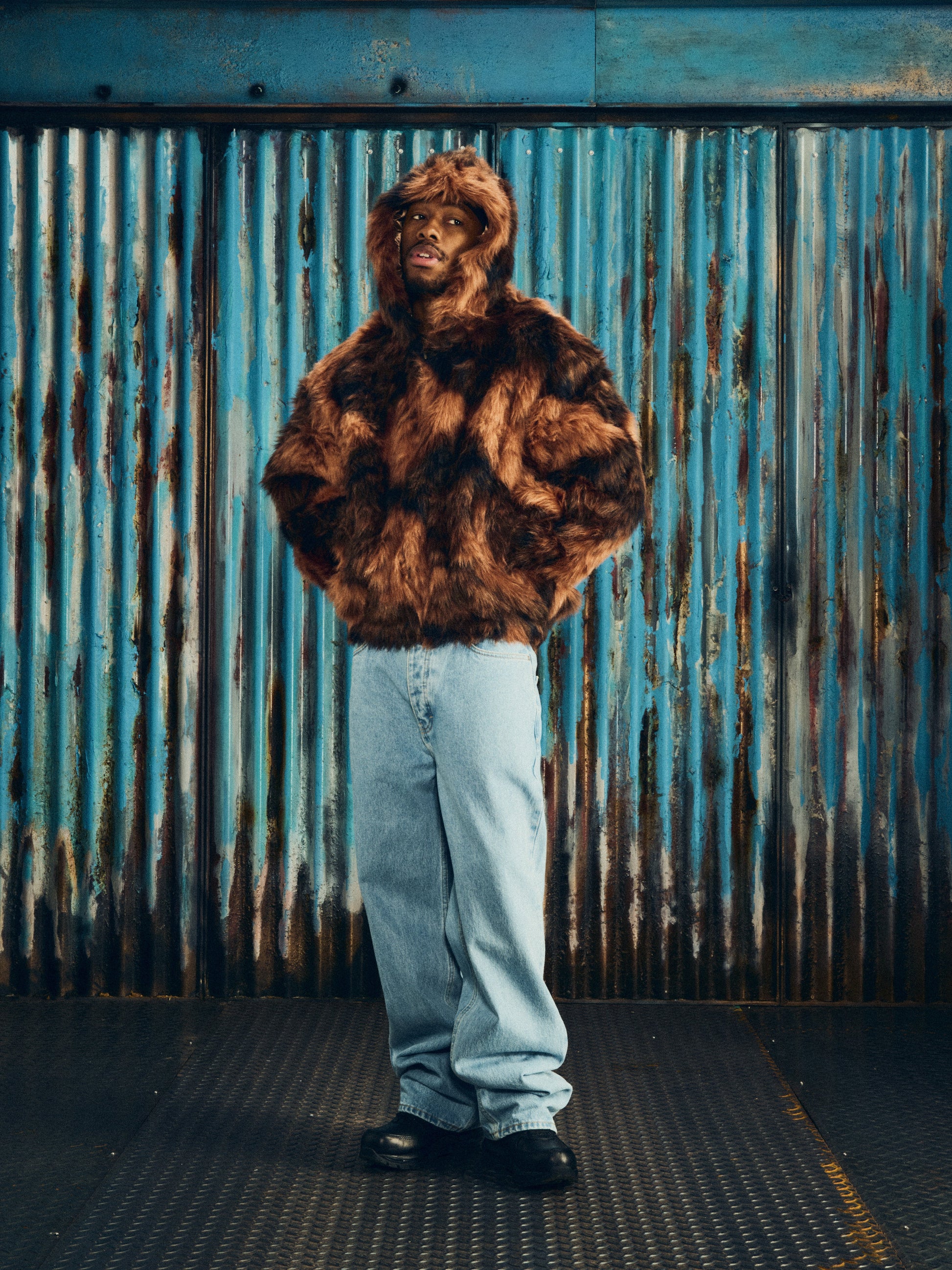 DIAMOND HOODED FUR JACKET [BROWN] CRTZRTW