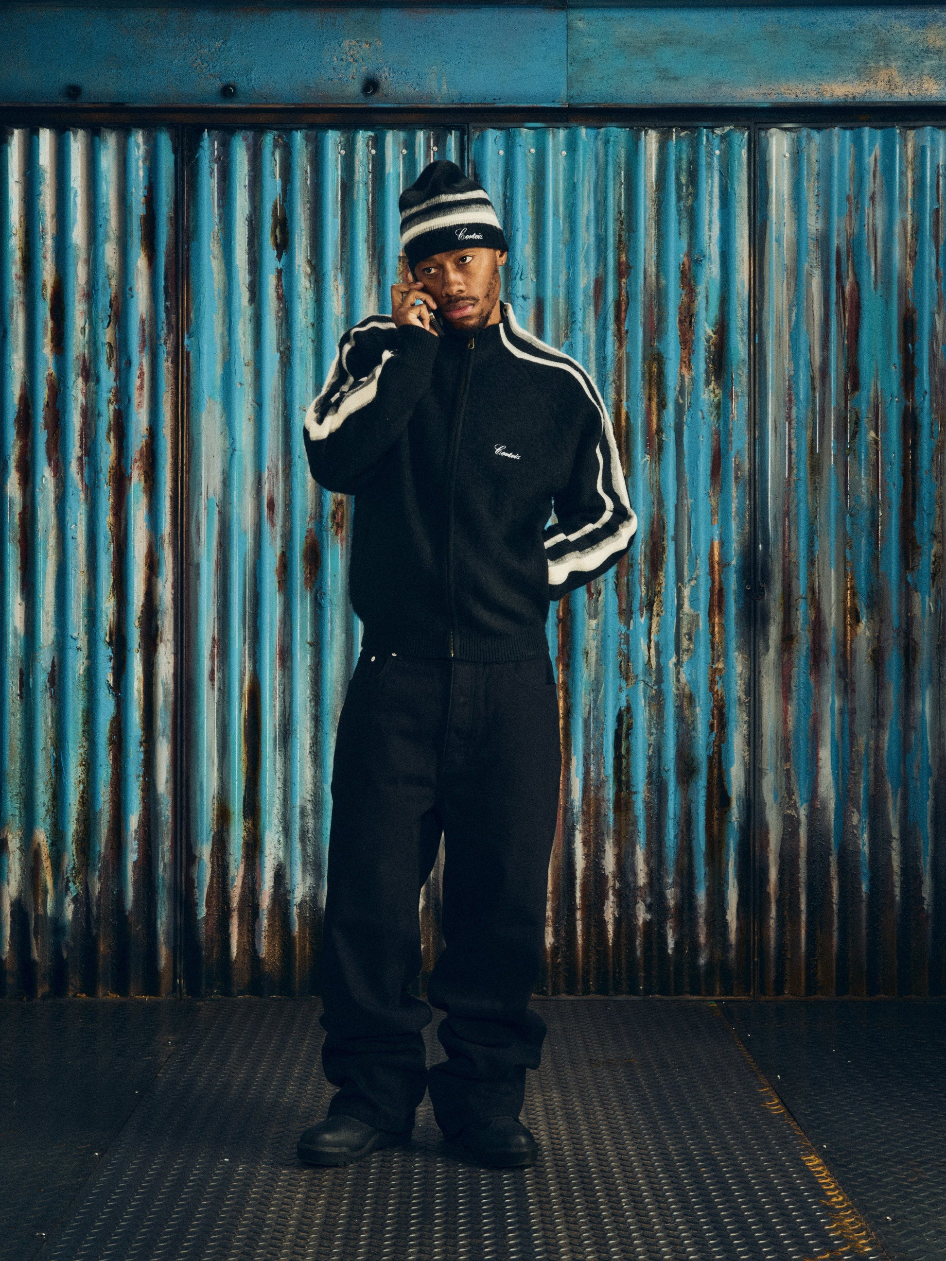 MULTI STRIPE KNIT ZIP UP [BLACK] CRTZRTW