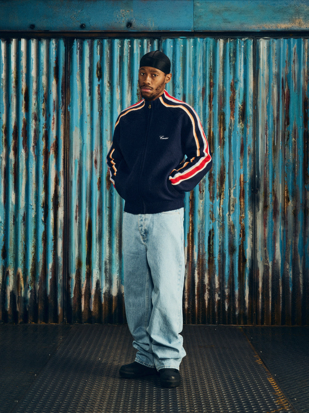 MULTI STRIPE KNIT ZIP UP [NAVY] CRTZRTW