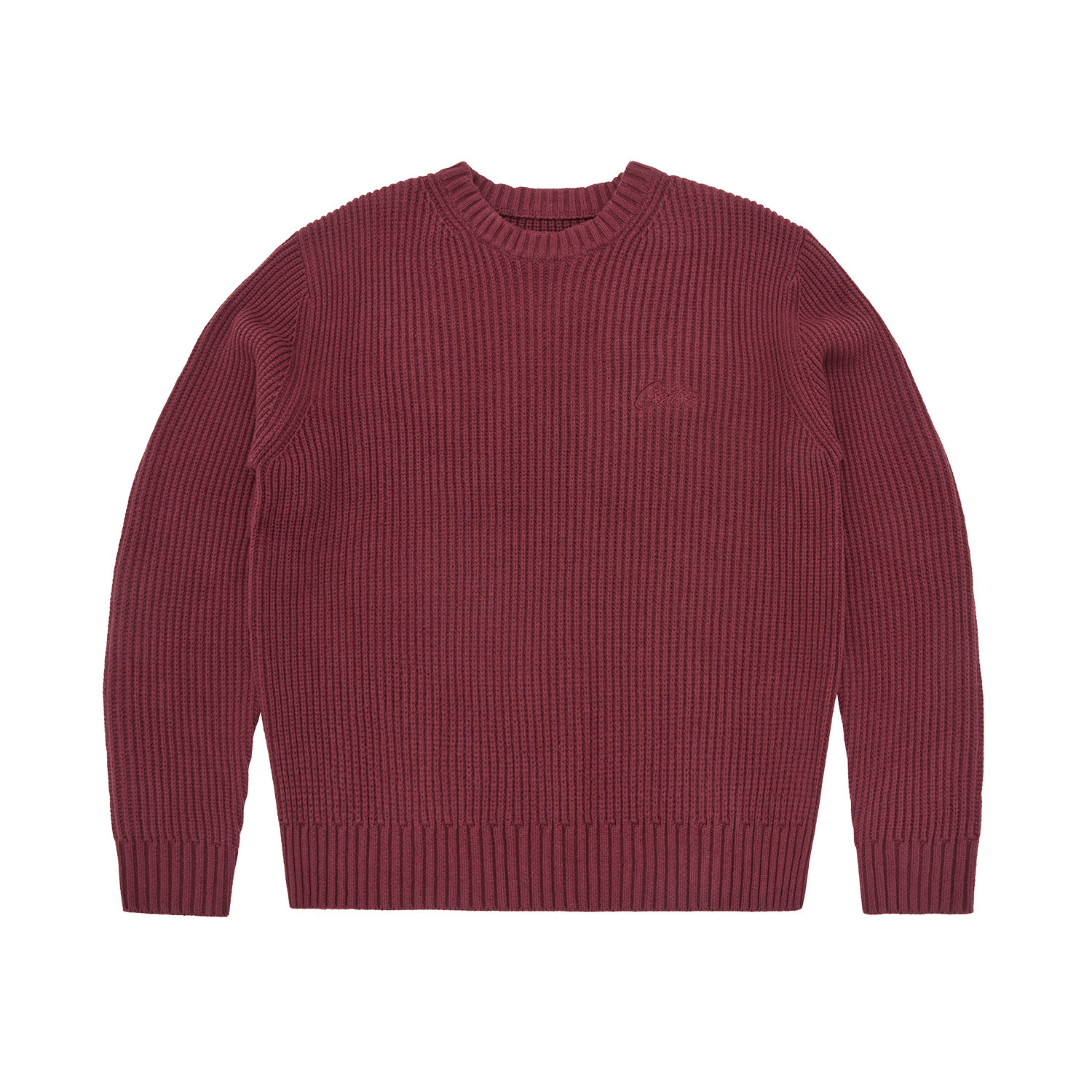 CROCHET APPLIQUE KNIT CREW [BURGUNDY] CRTZRTW