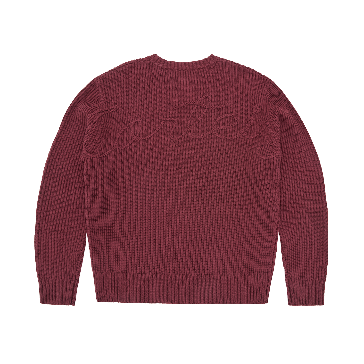 CROCHET APPLIQUE KNIT CREW [BURGUNDY] CRTZRTW