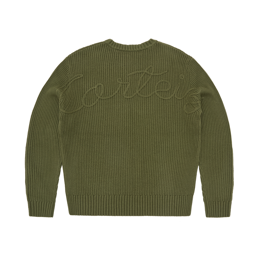 CROCHET APPLIQUE KNIT CREW [KHAKI] CRTZRTW