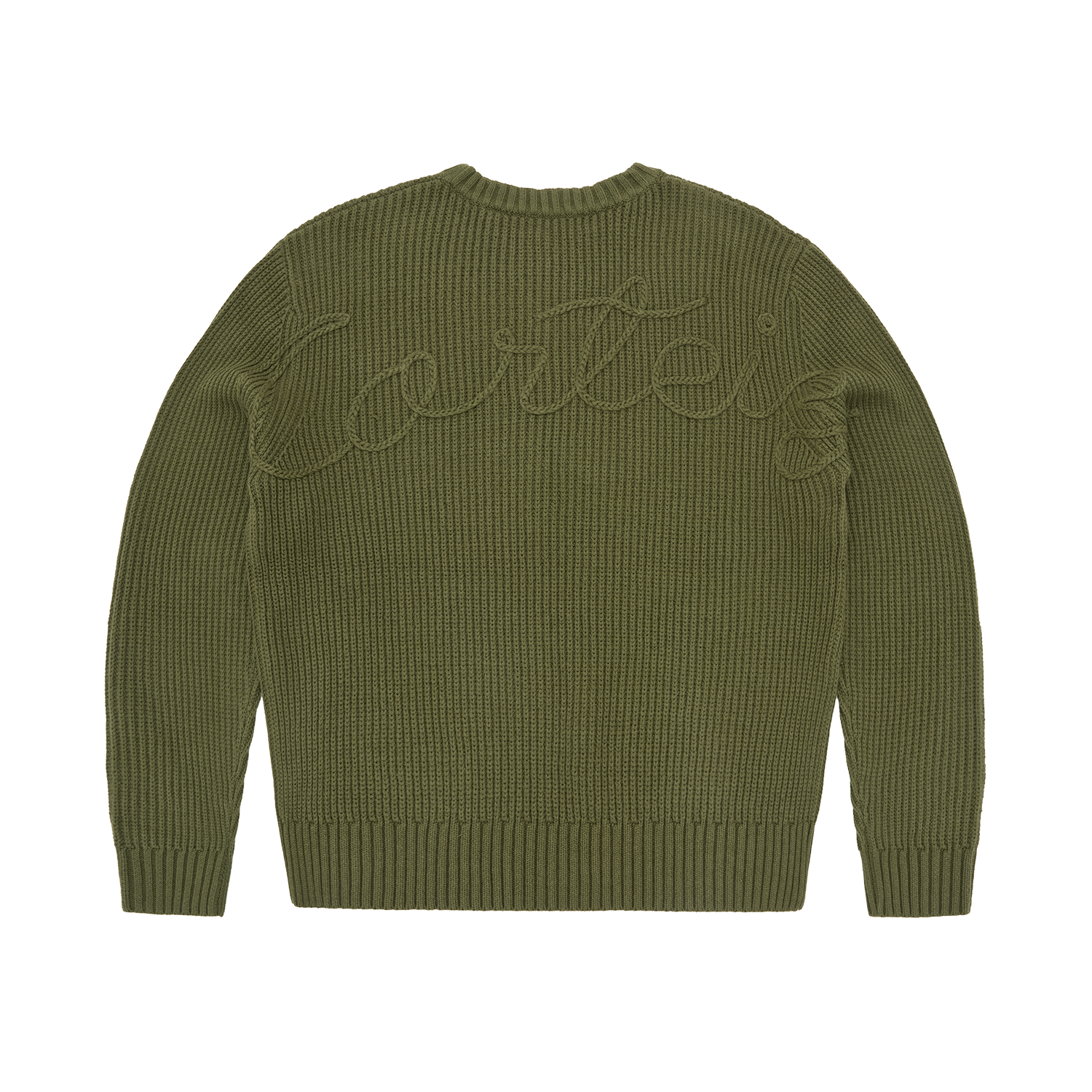 CROCHET APPLIQUE KNIT CREW [KHAKI] CRTZRTW