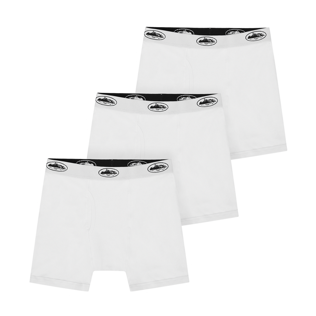 Corteiz WHITE ALCATRAZ BOXERS [3 PACK] CRTZRTW