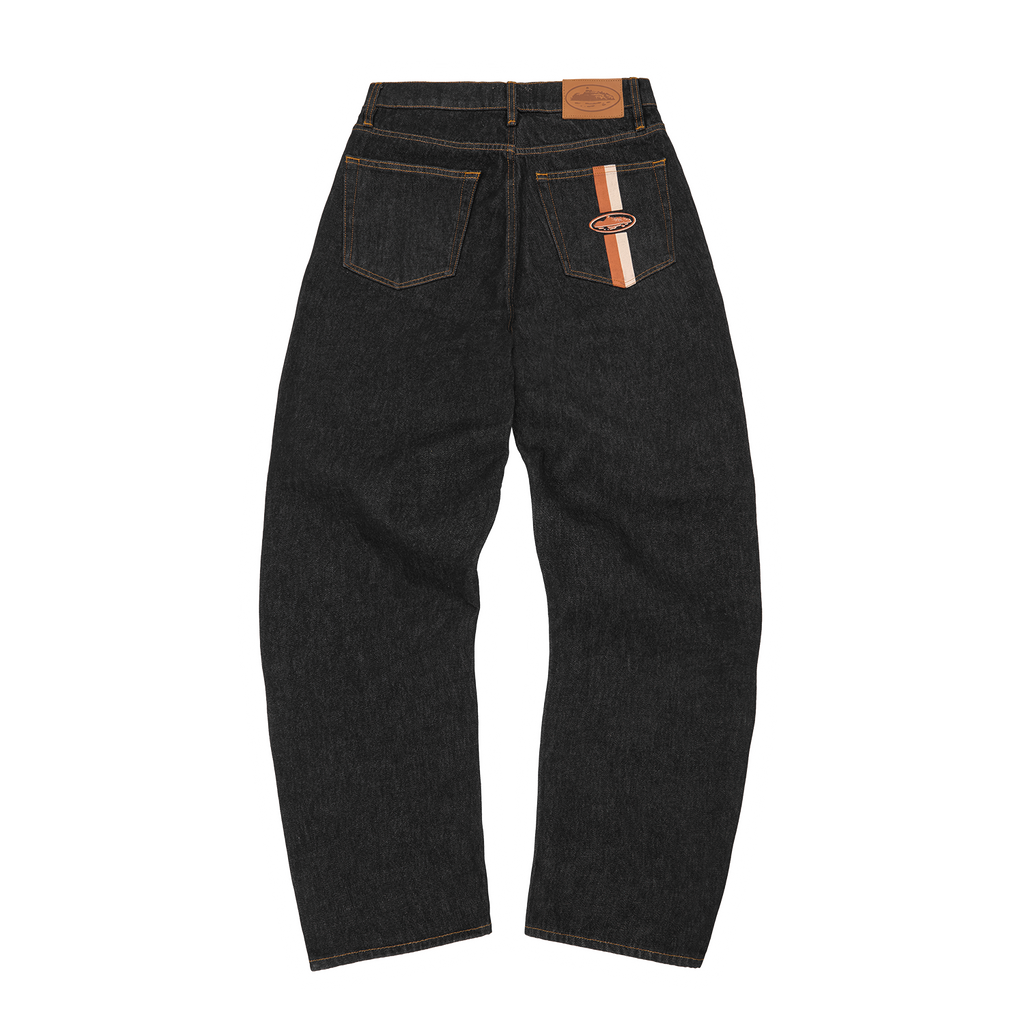 DUAL STRIPE BAGGY JEANS [WASHED BLACK] CRTZRTW