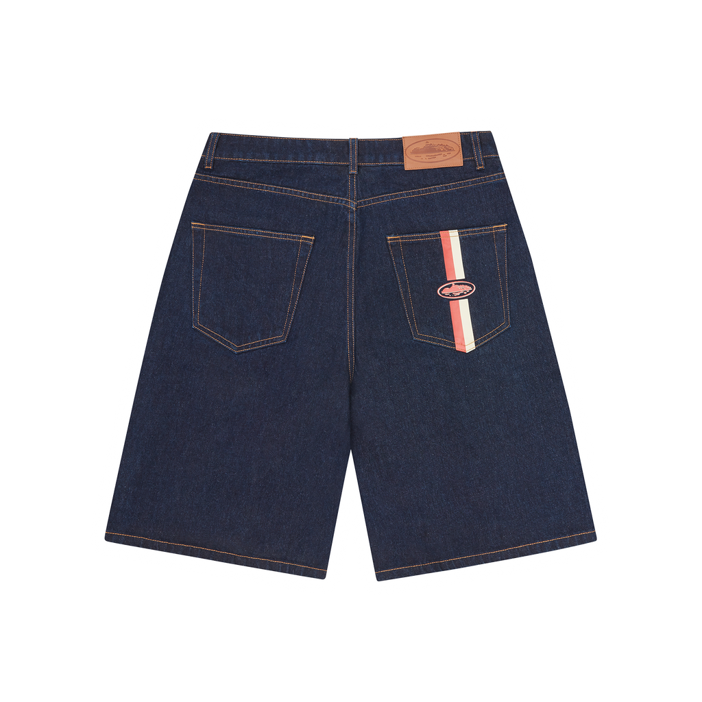 DUAL STRIPE DENIM SHORT [WASHED INDIGO] CRTZRTW
