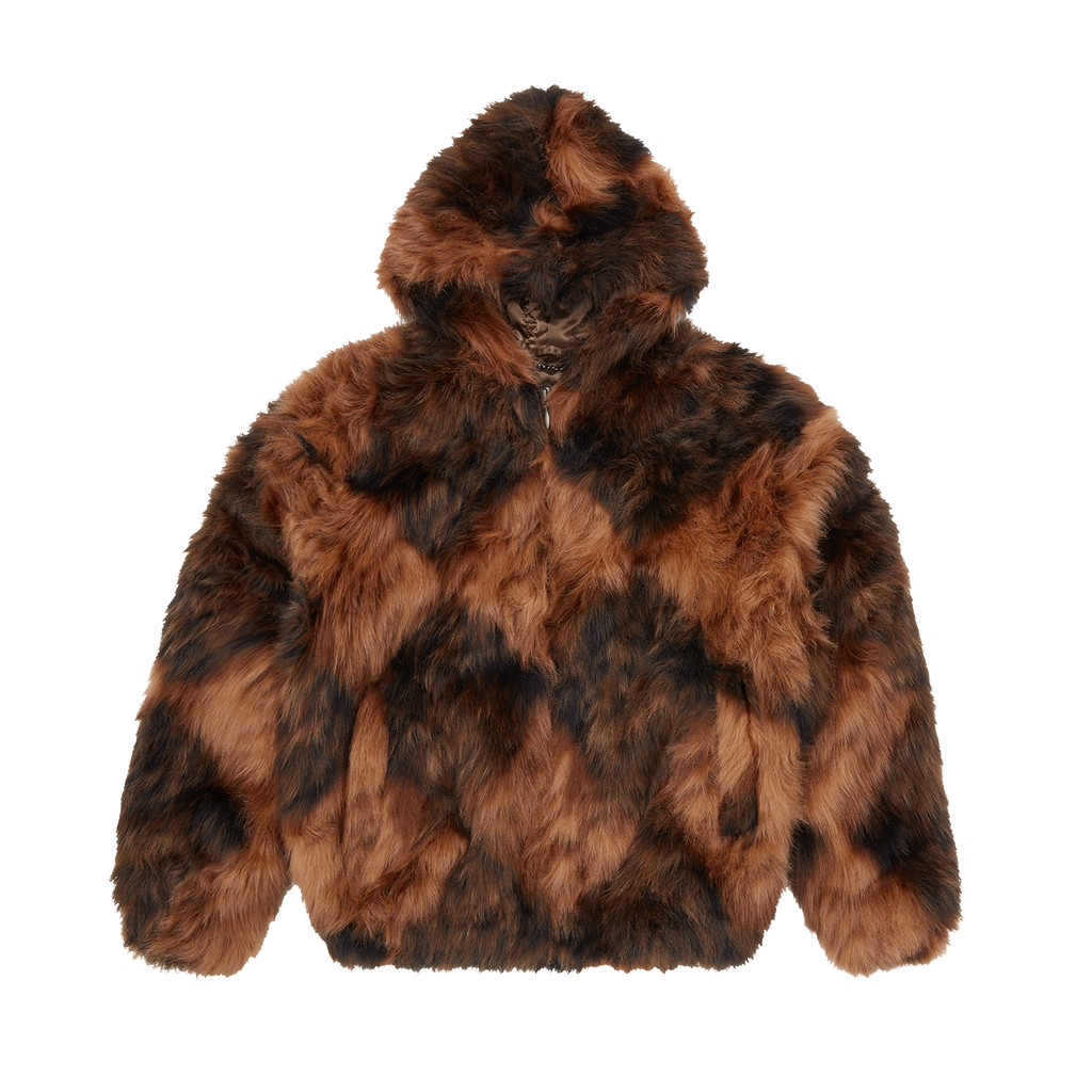 DIAMOND HOODED FUR JACKET [BROWN] CRTZRTW