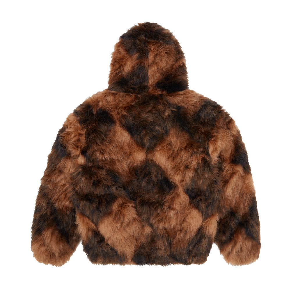 DIAMOND HOODED FUR JACKET [BROWN] CRTZRTW