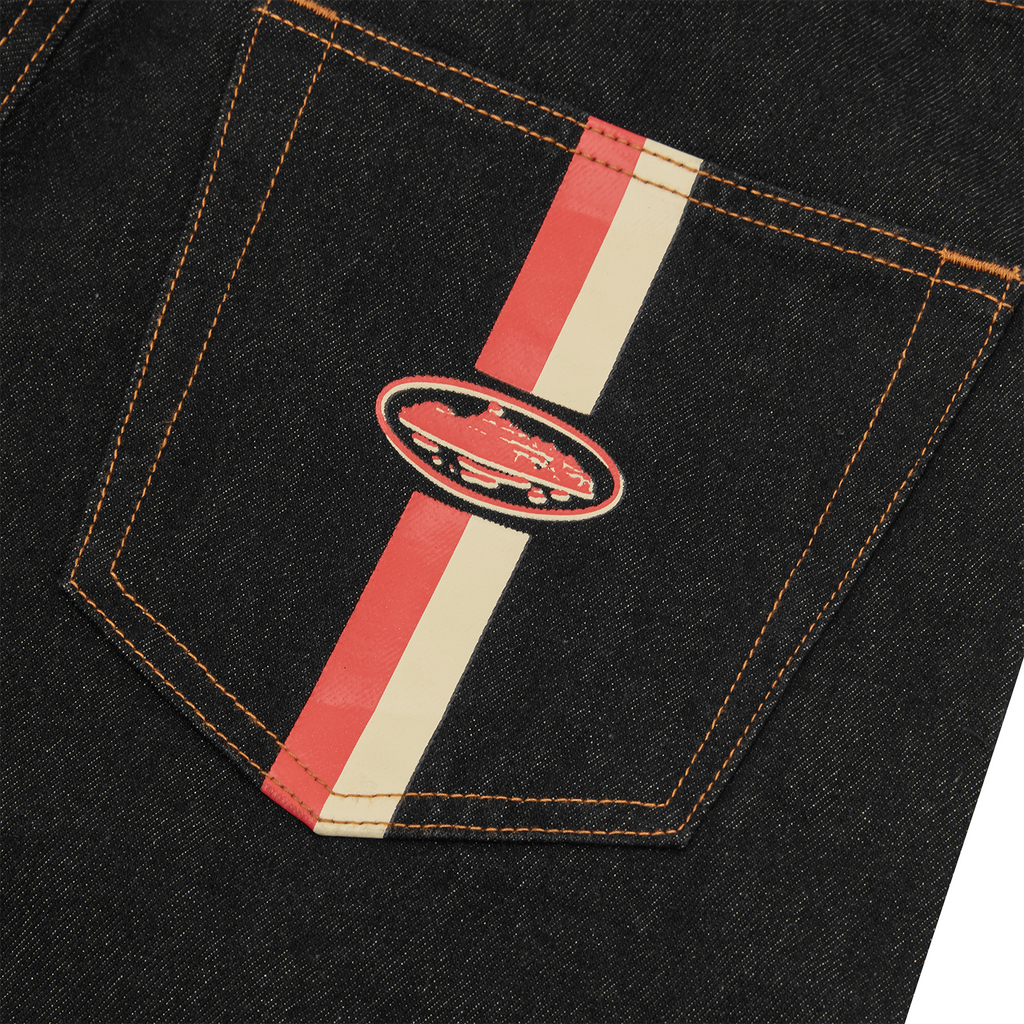 DUAL STRIPE BAGGY JEANS [WASHED BLACK] CRTZRTW