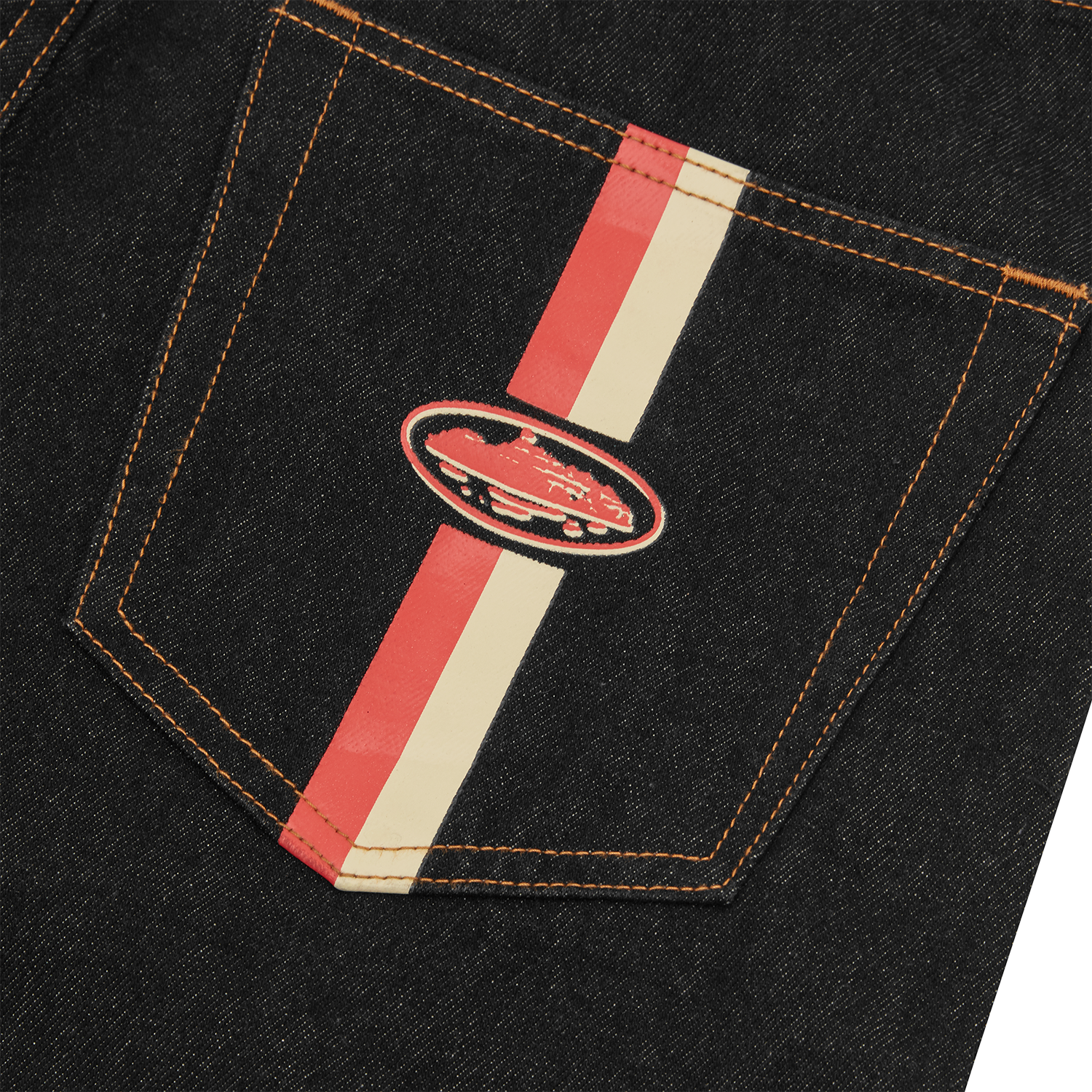 DUAL STRIPE BAGGY JEANS [WASHED BLACK] CRTZRTW