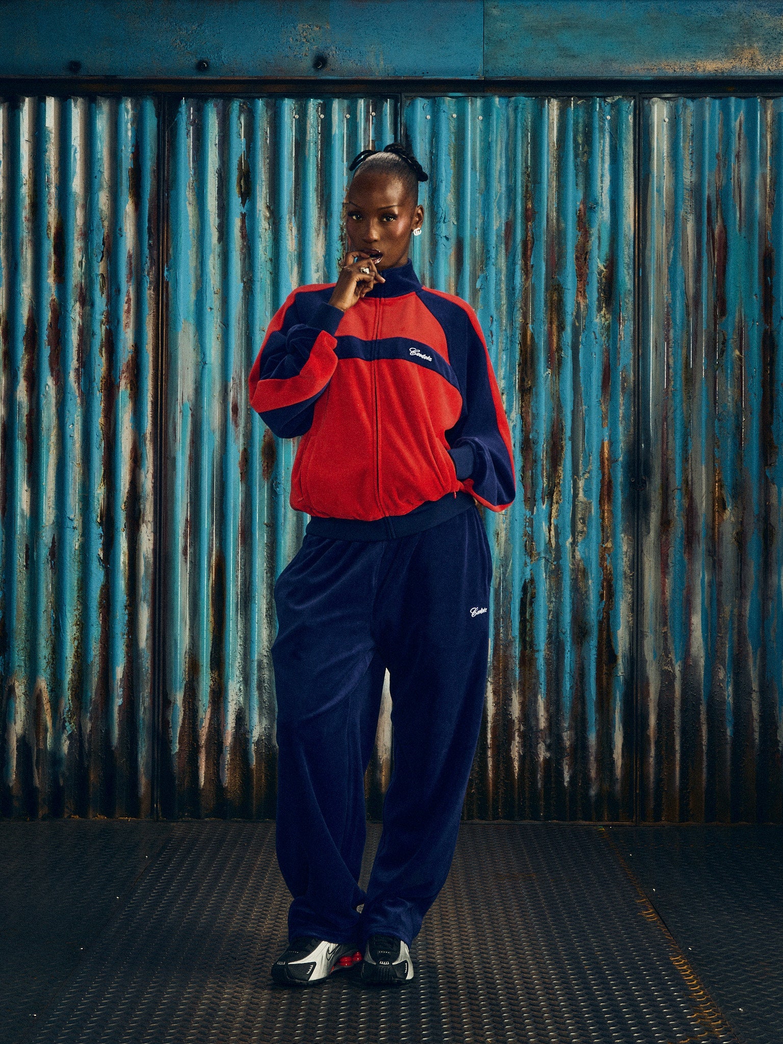 PISTA VELOUR TRACK JACKET [NAVY/RED] CRTZRTW