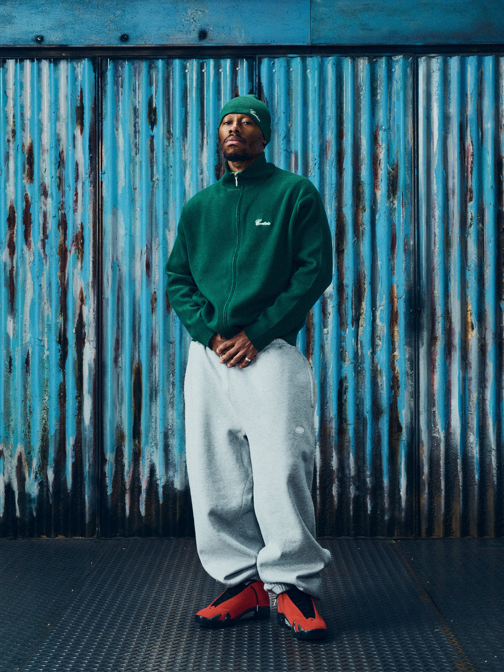 2 TONE RIBBED KNIT ZIP UP [GREEN] CRTZRTW