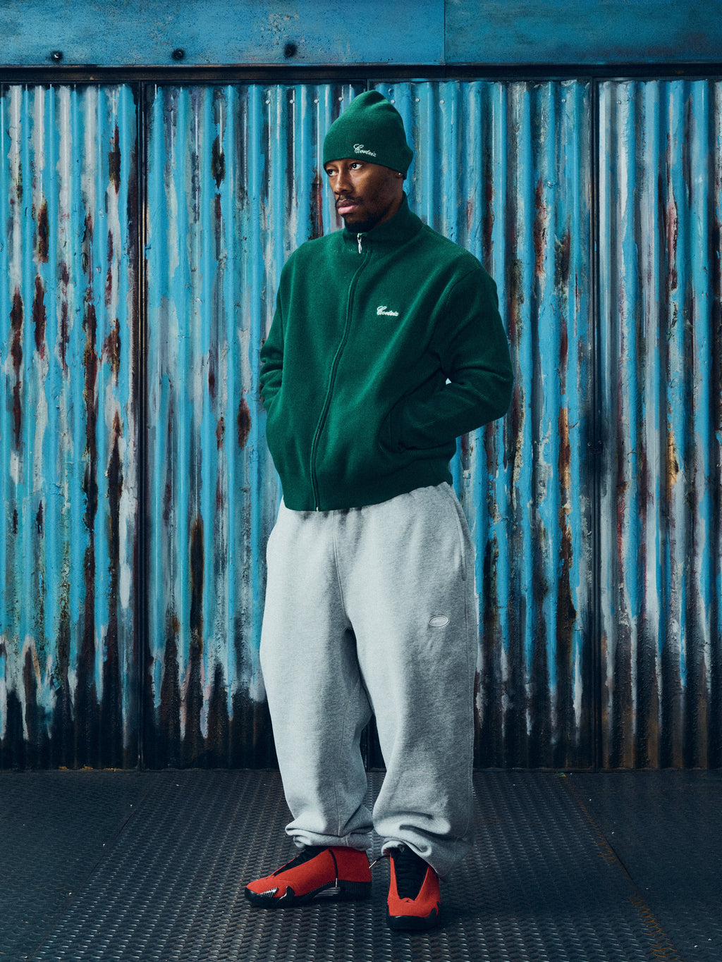 2 TONE RIBBED KNIT BEANIE [GREEN] CRTZRTW