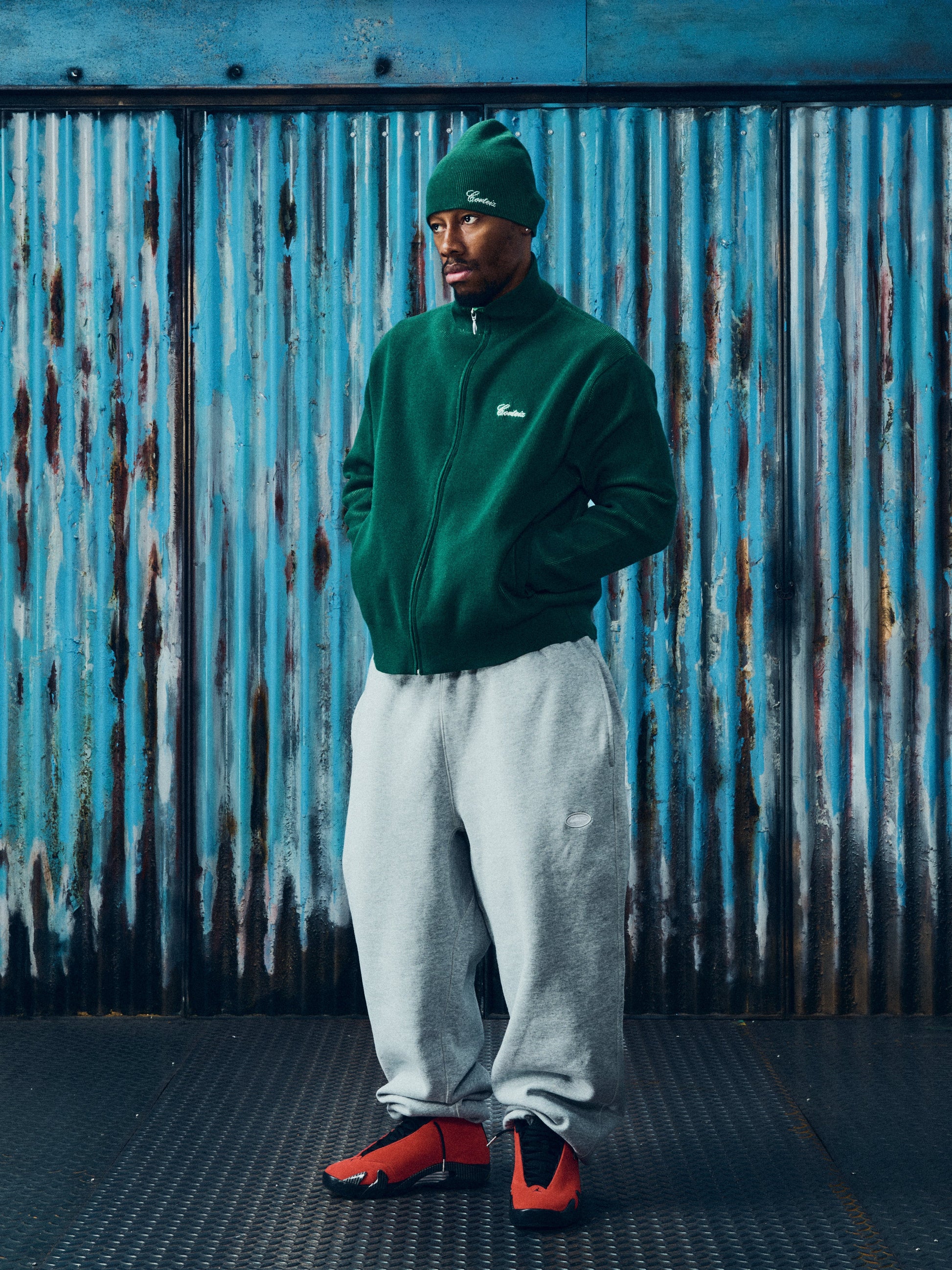 2 TONE RIBBED KNIT BEANIE [GREEN] CRTZRTW