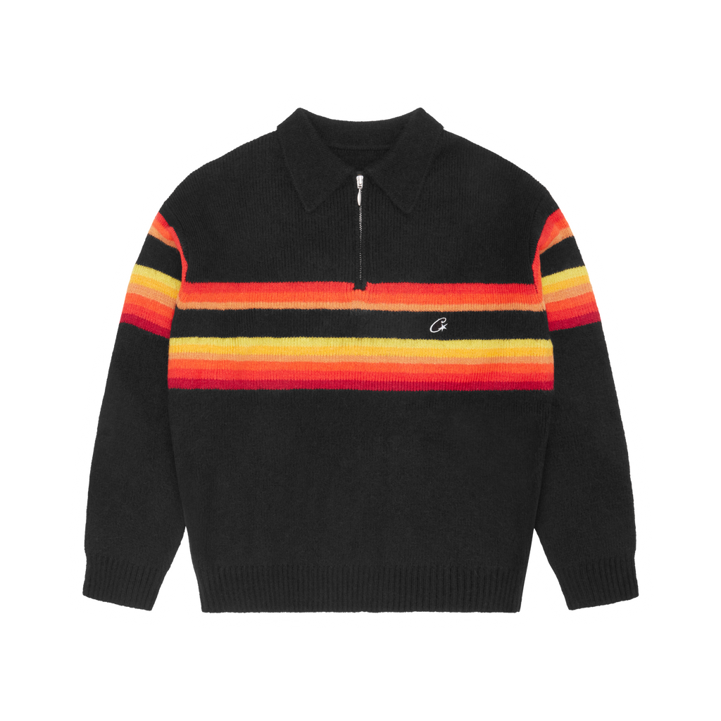 GRADIENT HALF KNIT ZIP PULLOVER [BLACK] CRTZRTW