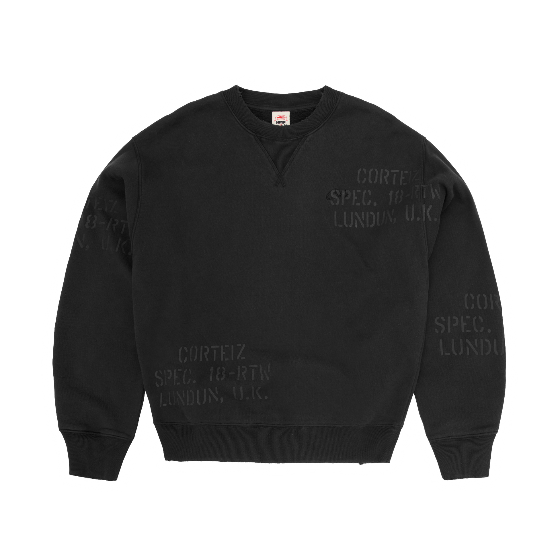 HMP STENCIL CREWNECK [BLACK OVERDYE] CRTZRTW