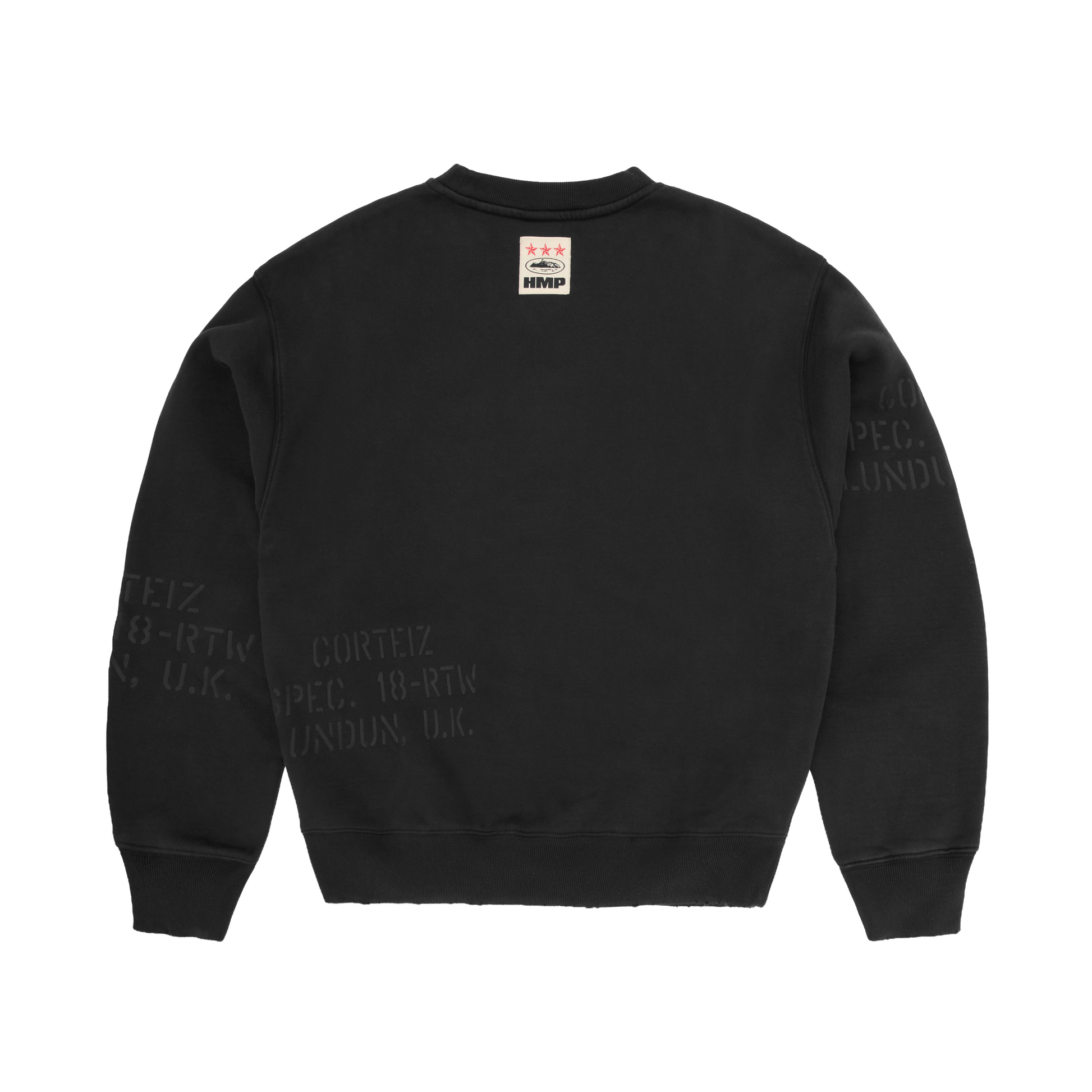 HMP STENCIL CREWNECK [BLACK OVERDYE] CRTZRTW