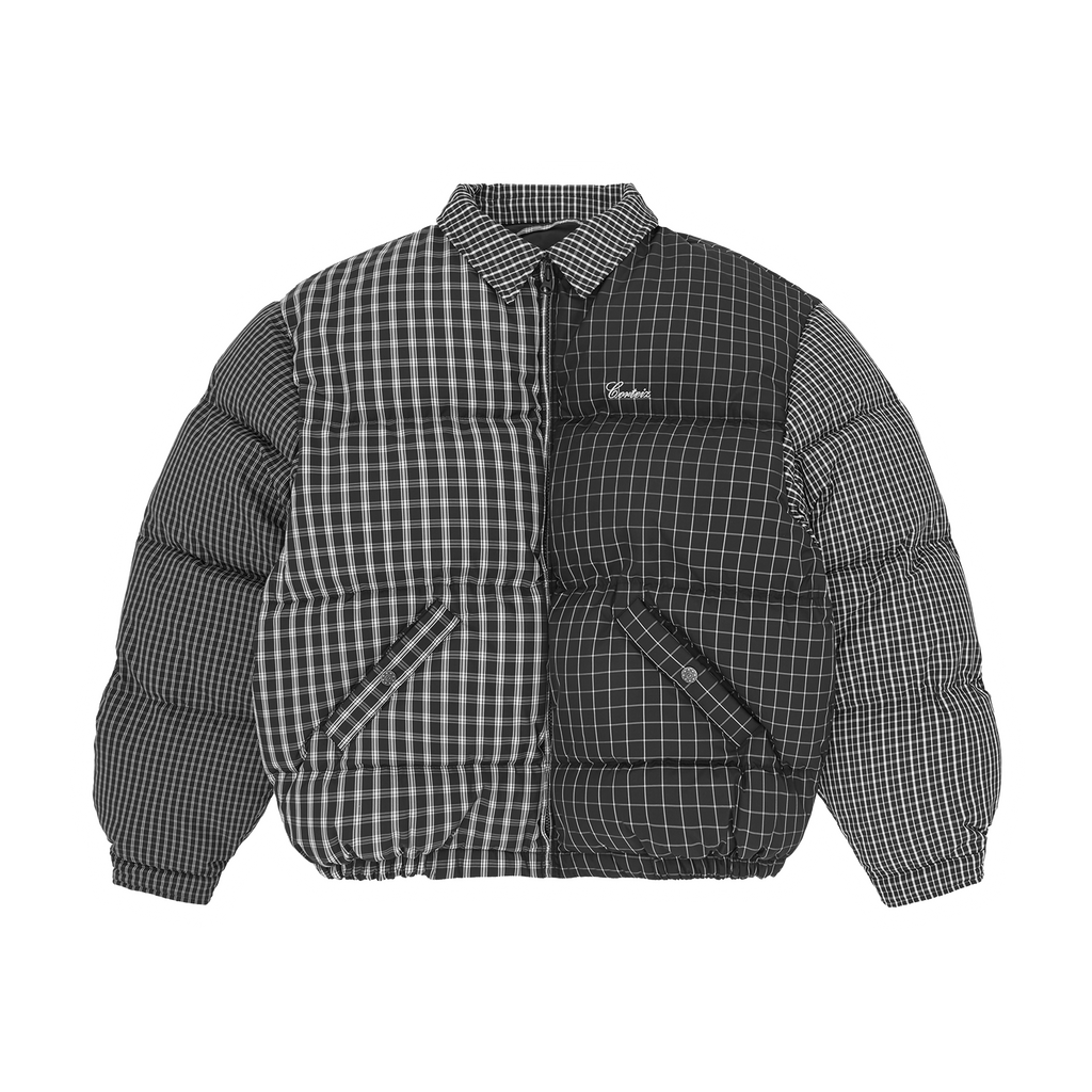 COLLAR BOLO DOWN JACKET [BLACK PLAID] CRTZRTW