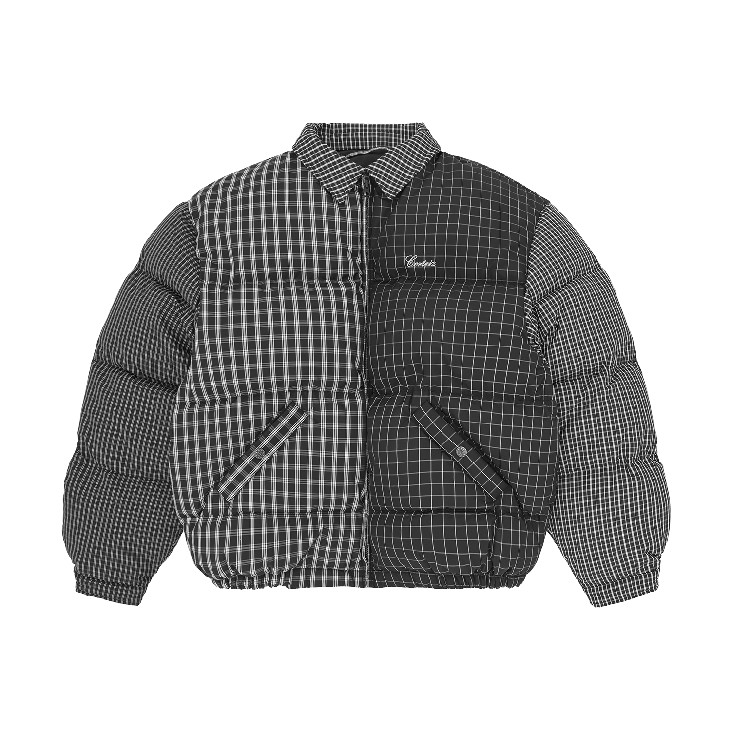 COLLAR BOLO DOWN JACKET [BLACK PLAID] CRTZRTW