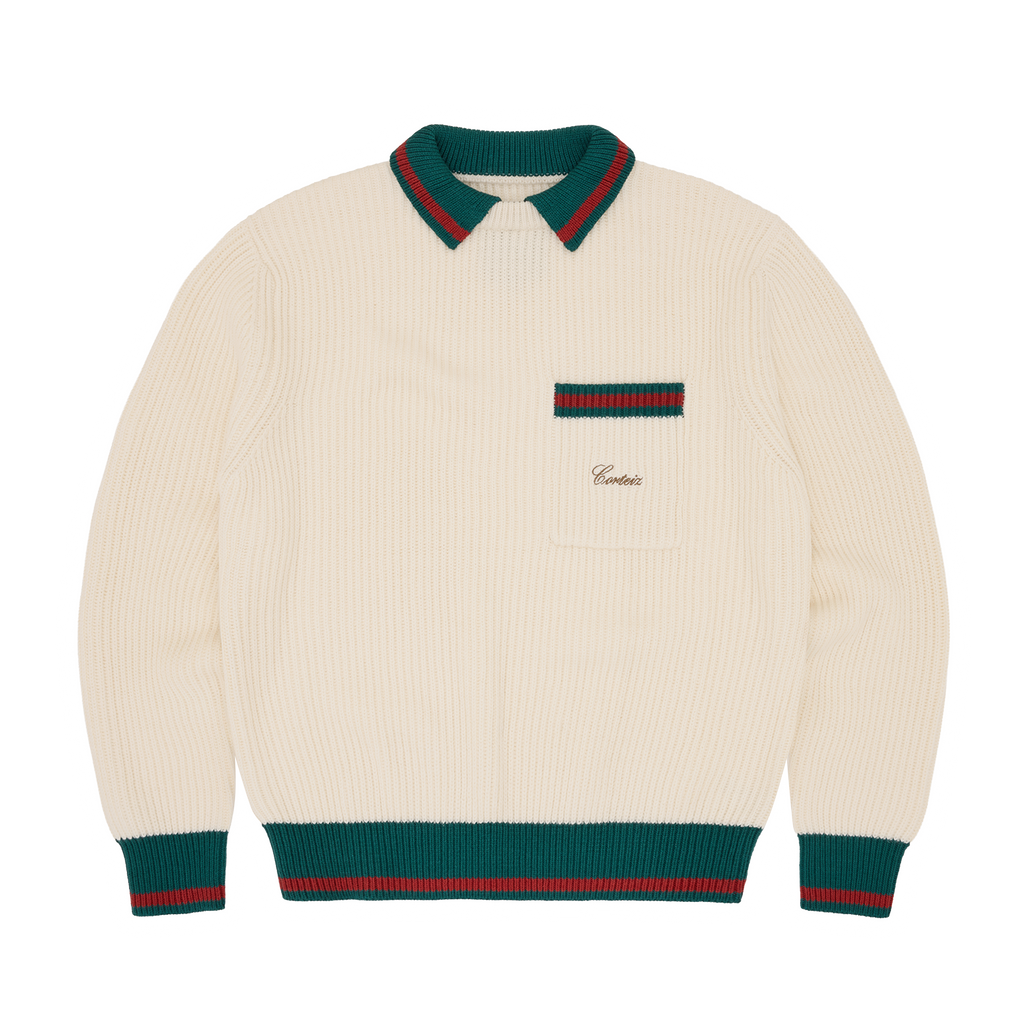 GIANNI KNIT POLO SWEATER [CREAM] CRTZRTW