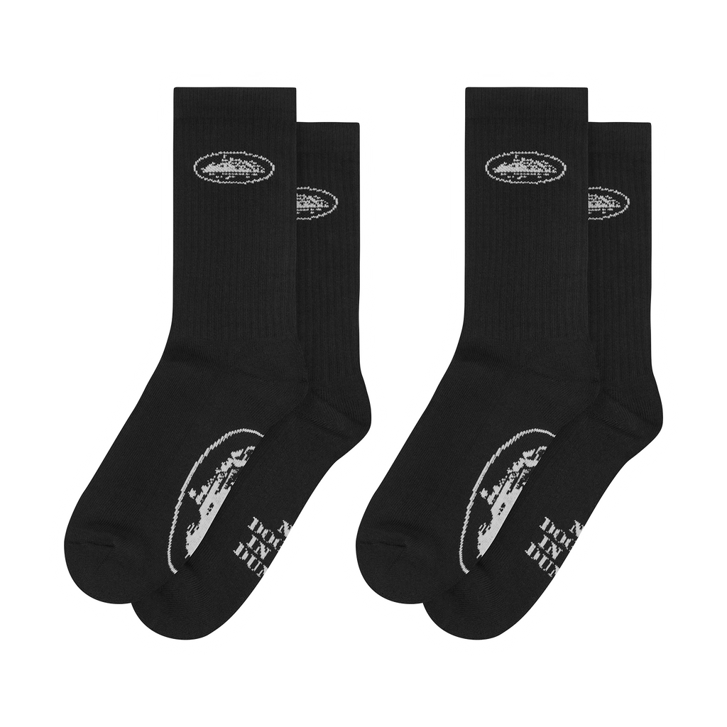 Corteiz BLACK ALCATRAZ SOCKS [2 PACK] CRTZRTW
